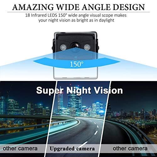 HD 720P Digital Wireless Backup Camera System for RV/Truck/Van/Trailer/Pickup with 5''Monitor High-Speed Observation System Night Vision IP 69K Waterproof Guide Lines On/Off Continuous/Reverse Use