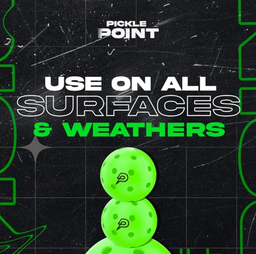 PICKLEPOINT Sh4d0w Pickleball Balls | 4 Pack | 40-Hole Outdoor Pickleball | Built to USAPA Specifications | PicklePoint Premium Outdoors Balls | Green Neon Balls