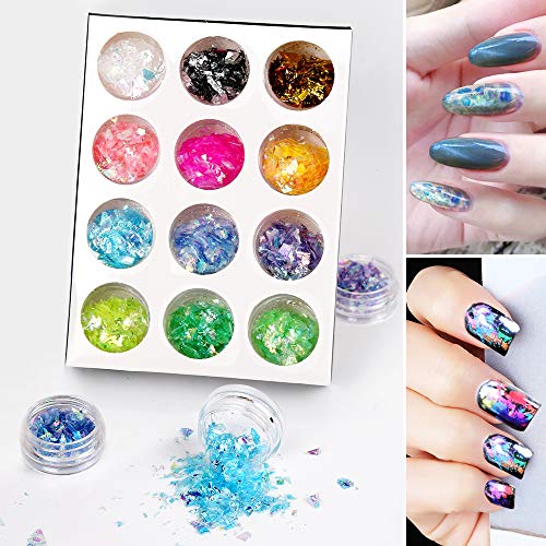 5 box 11440pcs Nails Rhinestones and 36 Pots Foils Flakes, Teenitor professional Nail Decoration with Gems for Nails Stud Foil for Nails Art