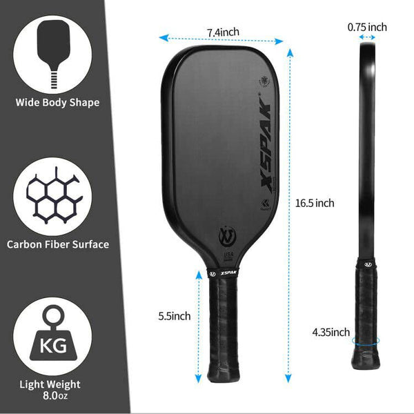 XS XSPAK Carbon Fiber Pickleball Paddle - Tournament Edition - World Champion Surface Technology Options Pickleball Racket - USAPA Polypropylene Honeycomb Paddle with Cushion Comfort Grip