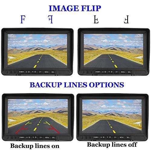 Emmako FHD 1080P Digital Wireless Backup Camera With 7'' DVR Monitor Support Split/Quard Screen  For Trailers,RV,5th Wheels High-Speed Observation System Adjustable Rear/Front View, Guide Lines ON/Off