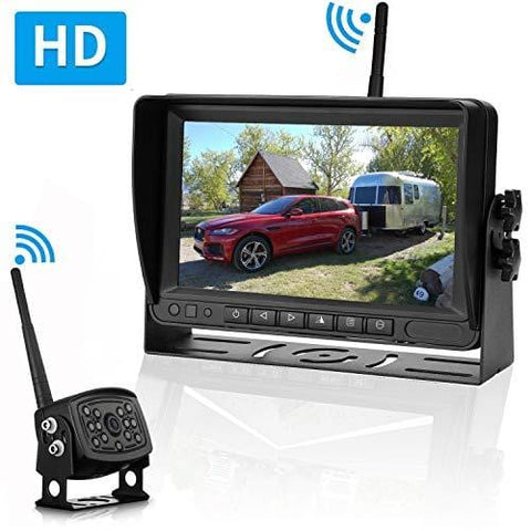 Emmako Digital Wireless Backup Camera and 7'' Monitor System For RV/Truck/Trailer/Camper,Upgraded Newest Camera For True Color Adjustable Rear/Front View, Guide Lines ON/Off, IP69K Waterproof