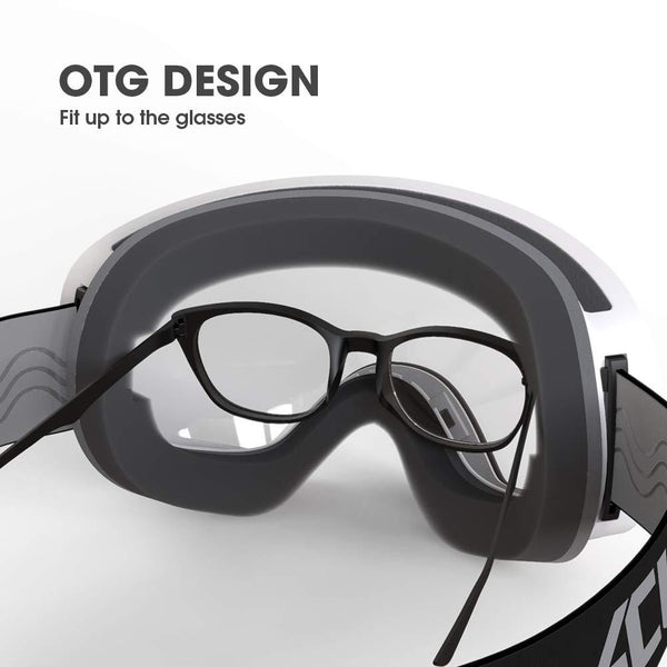 ACURE Ski Goggles- OTG Frameless Snow Snowboard Goggles of Dual Lens with Anti Fog and UV400 Protection for Men, Women, Adults & Youth (Blue)