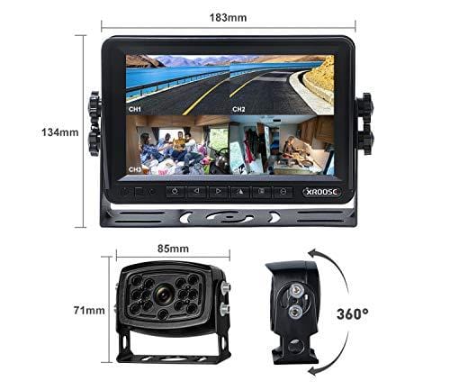 Wireless Backup Camera with Monitor System Split Screen for RV Rearview Reversing Back Camera No Interface IP69 Waterproof + Big 7'' Wireless Monitor for Truck Trailer Heavy Box Truck Motorhome ...
