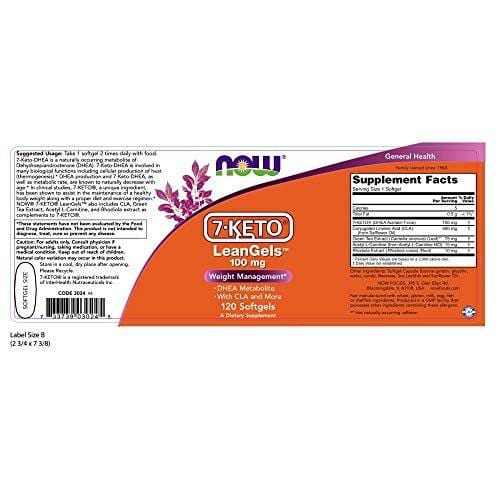 NOW Supplements, 7-Keto LeanGels 100 mg  with CLA, Green Tea Extract, Acetyl-L-Carnitine and Rhodiola Extract, 120 Softgels