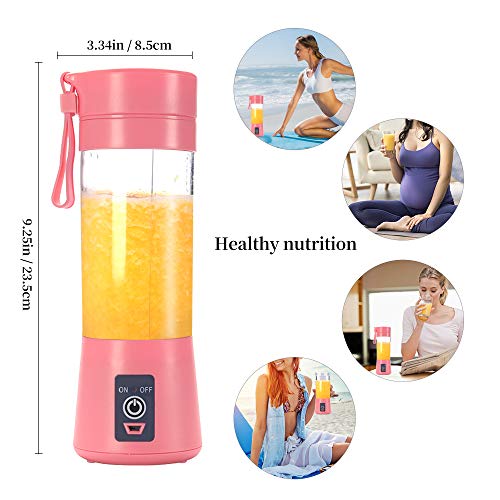 Portable Blender Cup,Electric USB Juicer Blender,Mini Blender Portable Blender For Shakes and Smoothies, juice,380ml, Six Blades for Great Mixing