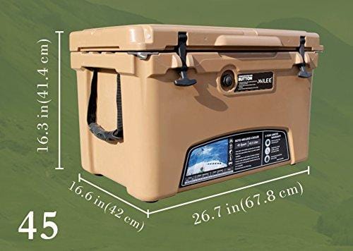 MILEE - Iceland Cooler with Divider, Basket and Cup holder, 45 QT - Green