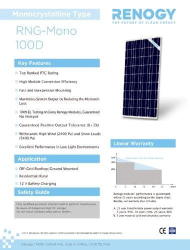 Renogy Monocrystalline Solar Bundle Kit, 300 Watt, Panel