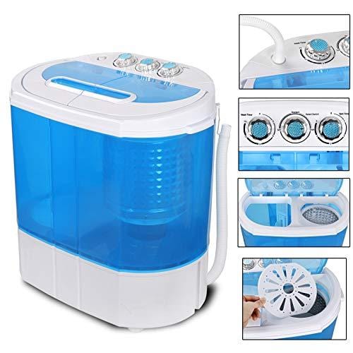 SUPER DEAL Portable Compact Washing Machine, Mini Twin Tub Washing Machine w/Washer&Spinner, Gravity Drain Pump and Drain Hose