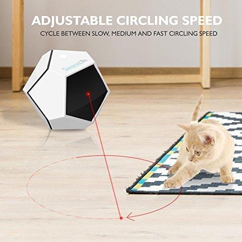 SereneLife Automatic Cat Laser Toy - Rotating Moving Electronic Red Dot LED Pointer Pen w/ Auto Wireless Control - Remote Light Beam Teaser Machine for Interactive & Smart Sensory Pet Play - SLCTLA40