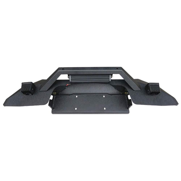 Hunter BLADE Front Bumper w/Winch Plate & 72W Light Bar & 2X 18W Spotlights & License plate bracket for 2007-2019 Jeep Wrangler JK JKU JL