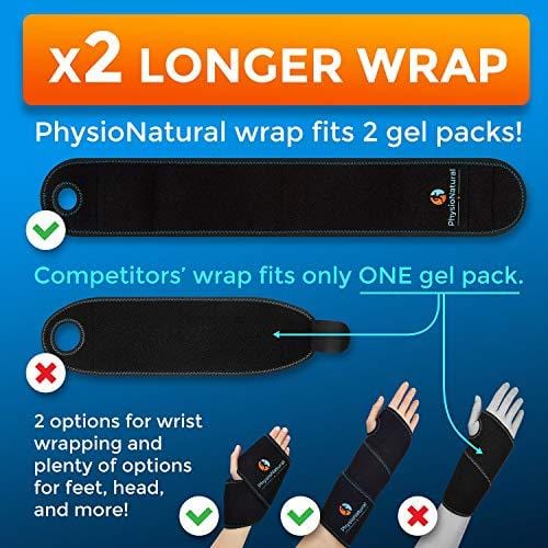 Wrist Ice Pack Wrap - Hot & Cold Therapy for Instant Pain Relief of Carpal Tunnel, Tendonitis, Injuries, Swelling, Rheumatoid Arthritis, Bruises & Sprains - Hand Support Brace with Reusable Gel Packs