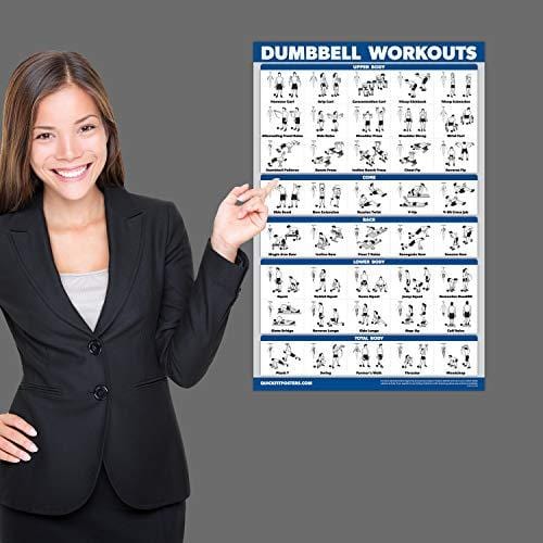 Palace Learning Dumbbell Workout Exercise Poster - Free Weight Body Building Guide | Home Gym Chart | Laminated, 18" x 27"