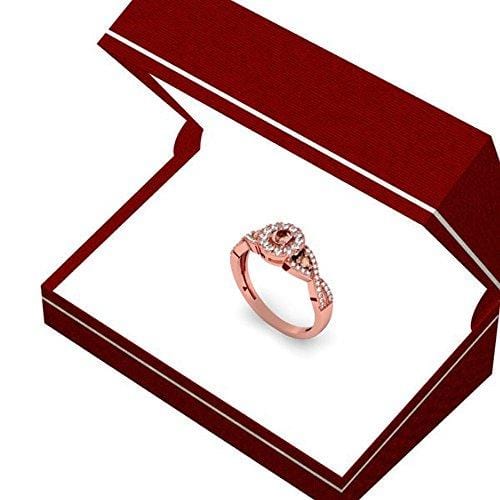 Dazzlingrock Collection 0.50 Carat (ctw) 10K Champagne & White Diamond 3 Stone Engagement Ring 1/2 CT, Rose Gold, Size 7