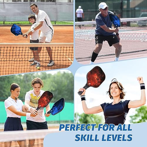 DULCE DOM Pickleball Paddles Set of 4, USAPA Approved Fiberglass Surface Pickleball Set with Pickleball Paddles, 4 Pickleball Balls and Pickleball Bag, Pickle Ball Rackets Gifts for Beginners & Pros