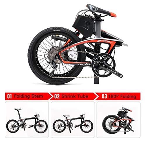 SAVADECK Folding Electric Bicycle, E6 20” Carbon Fiber Folding E-Bike 36V / 250W Pedal-Assist Pedelec Foldable Bicycle with Shimano SORA 9 Speed and Removable 36V/ 5.8Ah Li-ion Battery