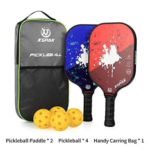 XS XSPAK Graphite Pickleball Paddle Set, Lightweight Graphite Honeycomb Composite Core Paddles Sets of 2 Including Racket Bag and 4 Balls, USAPA Approved