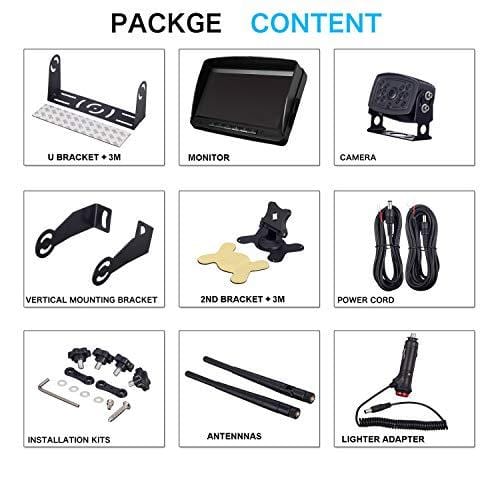 Emmako Digital Wireless Backup Camera and 7'' Monitor System For RV/Truck/Trailer/Camper,Upgraded Newest Camera For True Color Adjustable Rear/Front View, Guide Lines ON/Off, IP69K Waterproof