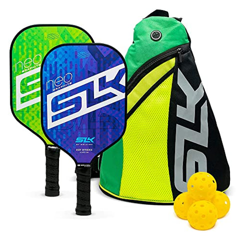 2024 SLK NEO 2.0 by Selkirk Pickleball Paddle | Features a Graphite Face, SX4 Honeycomb Core, SpinFlex Textured Surface | 4 Pickleball Balls | Designed in The USA | Built for Traction & Stability