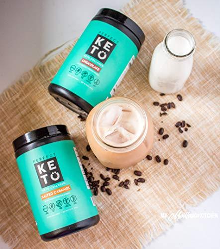 Perfect Keto Chocolate Protein Powder: Collagen Peptides Grassfed Low Carb Keto Drink Supplement with MCT Oil Powder. Best as Keto Drink Creamer or Added to Ketogenic Diet Snacks. Paleo & Gluten Free