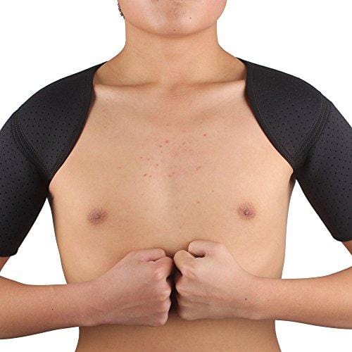 Sports Double Shoulder Brace Support Strap Wrap Belt Band Gym Sport Injury Guard Back Pad Black