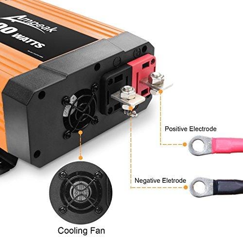 Ampeak 1000W Power Inverter Truck/RV Inverter 12V DC to 110V AC Converter with Dual AC Outlets 2.1A USB Modified Sine Wave Inverter