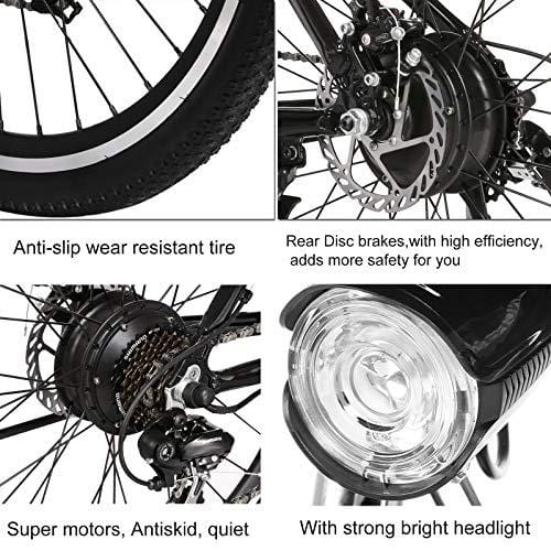 ANCHEER Power Plus Electric Mountain Bike, 26'' Electric Bike with Removable 36V 8Ah Lithium-Ion Battery, Shimano 21 Speed Shifter (Black)