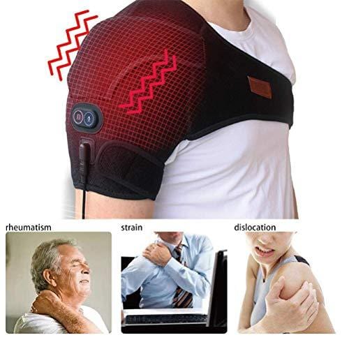 CREATRILL Massaging Heated Shoulder Wrap Brace, Shoulder Heat Therapy Wrap Heating Pad for Muscle Pain Relief, Frozen Shoulder, Bursitis, Tendonitis, Rotator Cuff