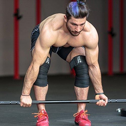 Mava Sports Knee Wraps (Pair) for Cross Training WODs,Gym Workout,Weightlifting,Fitness & Powerlifting - Best Knee Straps for Squats - for Men & Women- 72"-Compression & Elastic Support (Black)