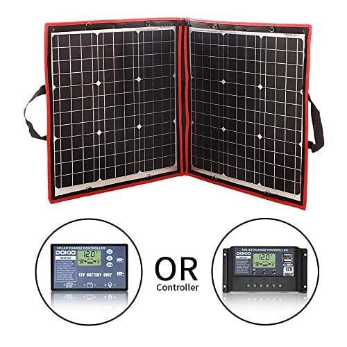 DOKIO 80 Watts 12 Volts Monocrystalline Foldable Solar Panel with Inverter Charge Controller