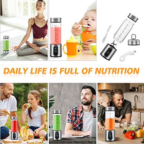 Portable Blender, G-TING Personal Smoothies Blender Cordless, Single Serve Mini Blender 450ml USB Rechargeable Small Juice Mixer Portable Juicer (Shakes, Smoothies, Home, Travel & Gym) Food Grade