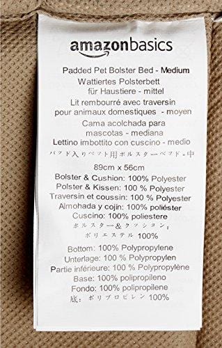 AmazonBasics Padded Pet Bolster Bed - 35 x 22 inches