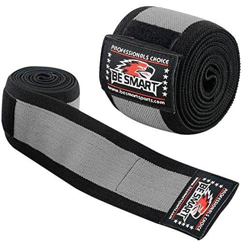 BeSmart Heavy Duty Elbow Sleeves Support Wraps Straps Gym Power Weight Lifting Pair (Gray 1 Stripe, One Size)