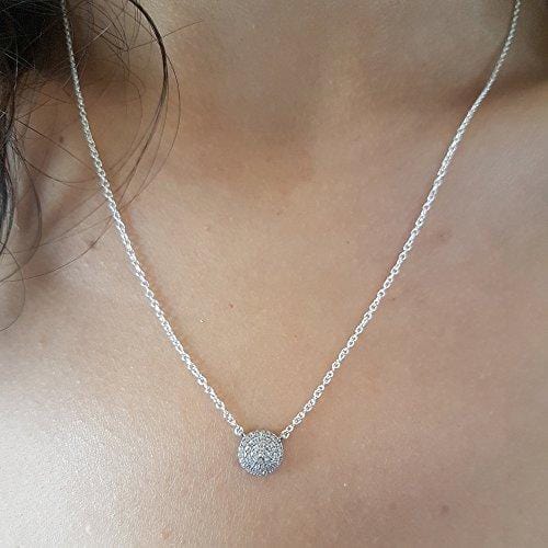 Dazzlingrock Collection 0.10 Carat (Ctw) 14K Round Diamond Ladies Circle Pendant 1/10 CT, White Gold