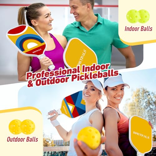 Pickleball Paddles Set of 2, Fiberglass Surface Pickleball Paddle Set with 4 Balls, 1 Carry Bag, 2 Cooling Towels Racket with Ergonomic Cushion Grip for Beginner & Intermediate Gift for Women Men