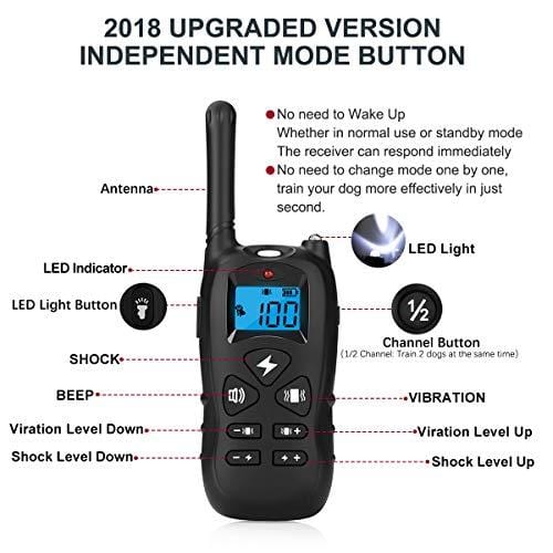 Kungber Dog Training Collar, Rechargeable Dog Shock Collar with Remote,Up to 1800Ft Range,with Beep/Vibration/Electric Shock/Light Modes,100% Waterproof Safe for Small Medium Large Dogs (Black)