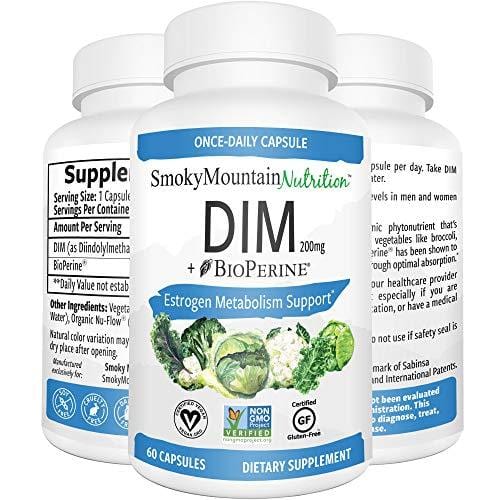 DIM Supplement 200mg - DIM Diindolylmethane Plus BioPerine 60-Day Supply of DIM for Estrogen Balance, Hormone Menopause Relief, Acne Treatment, PCOS, Bodybuilding