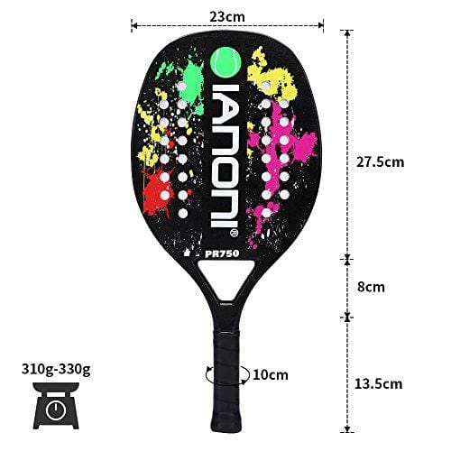 ianoni Beach Tennis Racket, Carbon Fiber Grit Face with EVA Memory Foam Core Beach Tennis Racket (Black) [product _type] ianoni - Ultra Pickleball - The Pickleball Paddle MegaStore