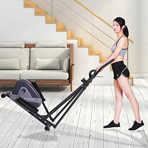 MaxKare Exercise Bike Cardio Training Elliptical Trainers-Portable Upright Fitness Workout Bike Machine,8-Level Magnetic Resistance,LCD Monitor,Heart Rate Monitor,Quiet Driven,Calories Burned