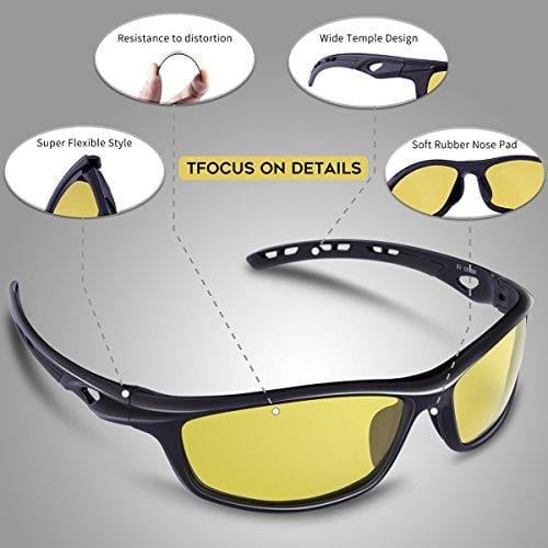 RIVBOS Polarized Sports Sunglasses Driving Sun Glasses Shades for Men Women Tr 90 Unbreakable Frame for Cycling Baseball Running Rb833 833-black Night Version Lens [product _type] RIVBOS - Ultra Pickleball - The Pickleball Paddle MegaStore