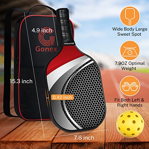 Gonex Pickleball Paddles Set, Graphite Pickleball Paddle Set and 4 Pickleball Balls, Pickleballs Rackets with Portable Bag for Man and Woman