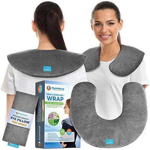 Neck and Shoulder Pain Relief Heating Wrap - Natural Moist Heat Therapeutic Pillow with Herbal Aromatherapy - Instant Relief for Tension and Stress, Migraines, Headaches, Muscle Pain, Stiffness