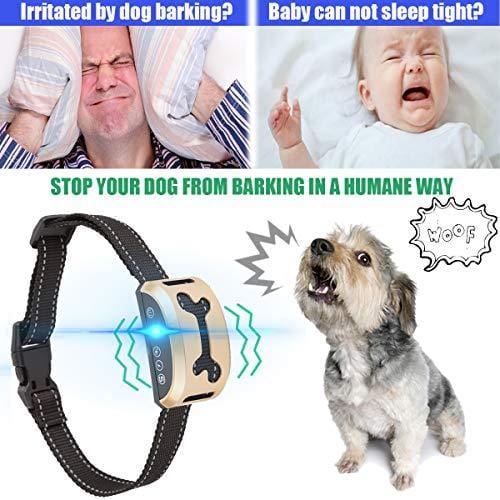 lushujun Dog Bark Collar, Rechargeable Stop Barking Collar with 7 Adjustable Sensitivity and Intensity Levels, Rainproof Bark Collar for Small Large Medium Dogs (6.5 to 24-inch Neck Size)