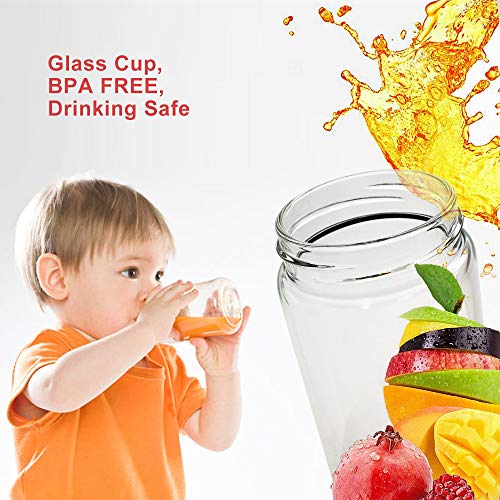 Cesun Portable Personal Size Blender, Smoothie Stainless Steel Blender Cordless w/ 15 oz Glass Bottle, 5100mAh USB Rechargable Juicer BPA Free (Red)