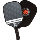 Amazin' Aces Signature Pickleball Paddle | USAPA Approved | Graphite Face & Polymer Core | Premium Grip | Includes Paddle, Paddle Cover & eBook | Single Paddle (Gray)