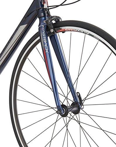 Schwinn Fastback 2 Performance Road Bike for Beginner to Intermediate Riders, Featuring 55cm/Large Aluminum Frame, Carbon Fiber Fork, Shimano Sora 18-Speed Drivetrain, and 700c Wheels, Navy Blue