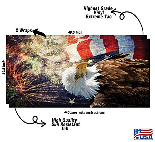 BackYardGames Vinyl Wraps Cornhole Board Decals American Flag Bag Toss Game Stickers (2X Wraps Skins only) Choose Between a varation of American Flags (Windy Flag)