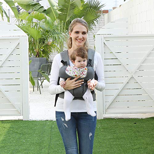 Baby Soft Carrier, 4-in-1 Ergonomic Convertible Carrier with Adjustable Straps and Breathable Mesh (Grey)