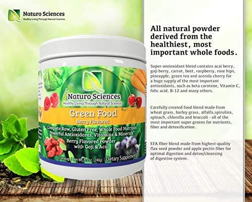 Raw Green Powder Superfood - 1g Natural Sugar Per Serving, 30 Day Supply - Antioxidant Supplement, Digestive Enzymes, Prebiotics & Probiotics, Fiber, Spirulina Powder - Greens Supplement Powder