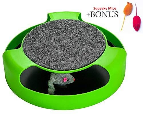 AroPaw Cat Toys Interactive - Cat Toy with Rotating Running Mouse and A Two in One Scratching Pad - Catch The Mouse - Catnip Toy Mouse (Catnip Not Included) - Quality Kitten Toys